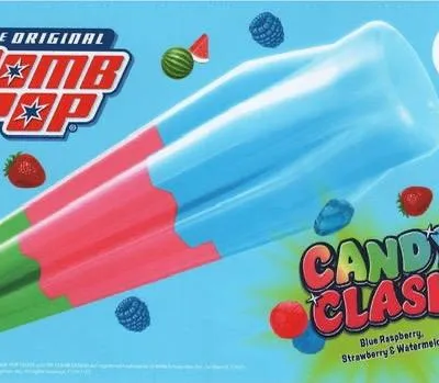 Individually wrapped Bomb Pop Sour Apple Bomb Pop
