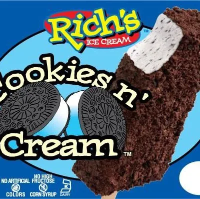 Individually wrapped Rich's Cookies & Cream Bar