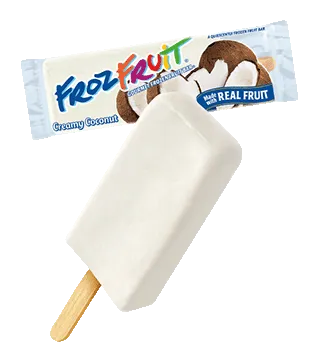 Individually wrapped FrozFruit Creamy Coconut Bar